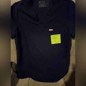 Figs Navy Blue Catarina Scrub Top - M